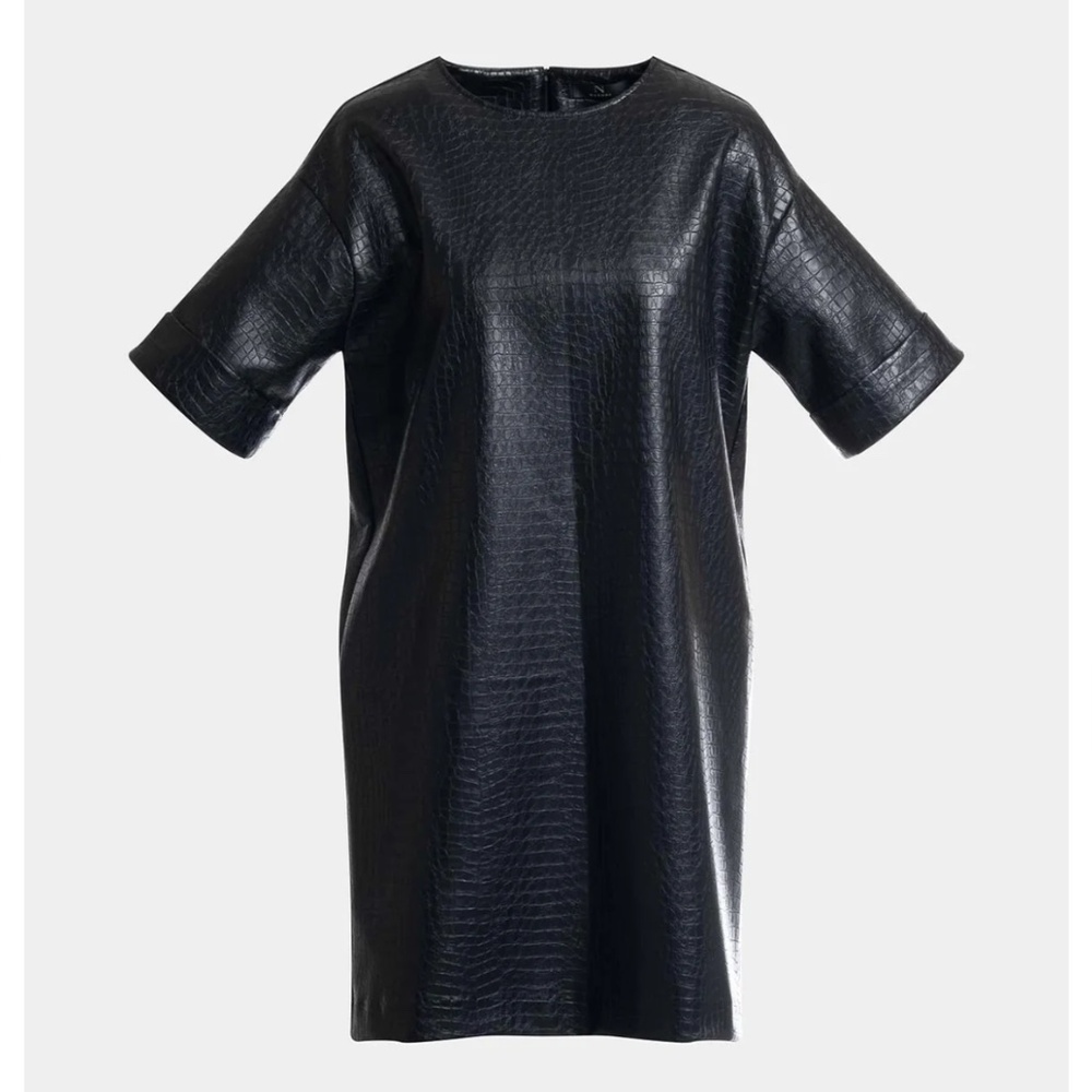NWT Natori Faux Croc Leather T-Shirt Dress Women's Size L I